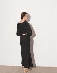 Cropped Zip Up Hoodie Jacket with Ribbed Elastic Hem
