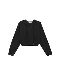 Cropped Zip Up Hoodie Jacket with Ribbed Elastic Hem