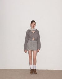 Cropped Zip Up Hoodie Jacket with Ribbed Elastic Hem