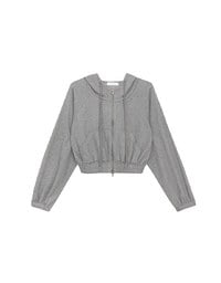Cropped Zip Up Hoodie Jacket with Ribbed Elastic Hem