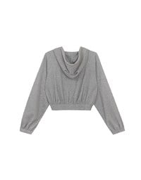 Cropped Zip Up Hoodie Jacket with Ribbed Elastic Hem