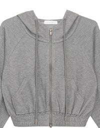 Cropped Zip Up Hoodie Jacket with Ribbed Elastic Hem