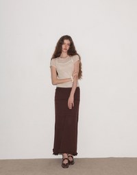 Faux 2 Piece Short Sleeve Tee with Back Lace Up Detail