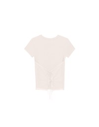 Faux 2 Piece Short Sleeve Tee with Back Lace Up Detail