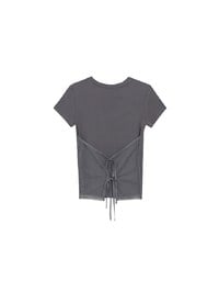 Faux 2 Piece Short Sleeve Tee with Back Lace Up Detail