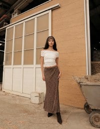 細緻豹紋魚尾長裙
