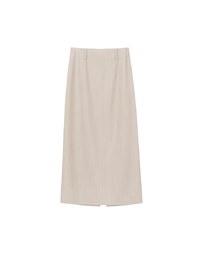 High Waist Pinstripe Slit Back Maxi Skirt