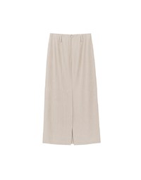 High Waist Pinstripe Slit Back Maxi Skirt
