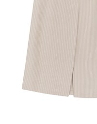 High Waist Pinstripe Slit Back Maxi Skirt