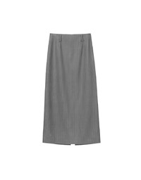 High Waist Pinstripe Slit Back Maxi Skirt