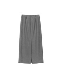 High Waist Pinstripe Slit Back Maxi Skirt