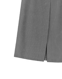 High Waist Pinstripe Slit Back Maxi Skirt