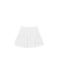 Layered Lace Tiered Hem Flared Mini Skirt