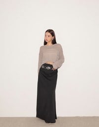 High Waist Jersey Maxi Skirt with Side Ruching