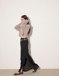 High Waist Jersey Maxi Skirt with Side Ruching