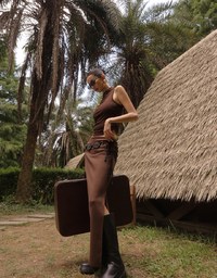 High Waist Jersey Maxi Skirt with Side Ruching