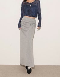 High Waist Jersey Maxi Skirt with Side Ruching