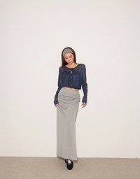 High Waist Jersey Maxi Skirt with Side Ruching