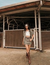 High Waisted Wash Jeans Denim A Line Mini Skirt