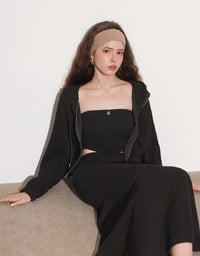Side Slit Elastic Waist Straight Maxi Skirt