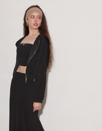 Side Slit Elastic Waist Straight Maxi Skirt