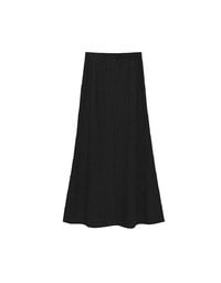 Side Slit Elastic Waist Straight Maxi Skirt