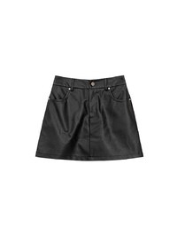 High Waist Faux Suede A Line Mini Skirt with Pockets