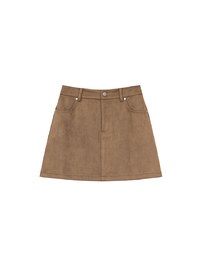 High Waist Faux Suede A Line Mini Skirt with Pockets
