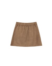 High Waist Faux Suede A Line Mini Skirt with Pockets