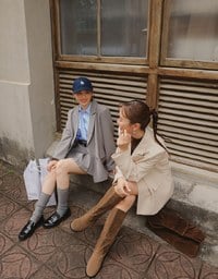 【Ling Cheng Design】High Waist Tailored Pleated Mini Skirt