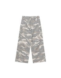 Drawstring Waist Wide Leg Cargo Pants (Camo Print/Leopard Print)
