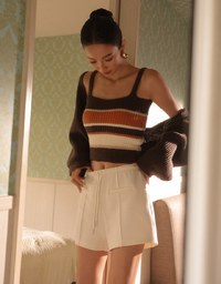 Textured Drawstring Waist Casual Shorts