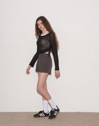 Textured Drawstring Waist Casual Shorts
