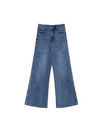 【Ling Cheng Design】Vintage Wash High Waist Jeans Denim Wide Leg Pants