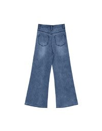 【Ling Cheng Design】Vintage Wash High Waist Jeans Denim Wide Leg Pants