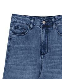 【Ling Cheng Design】Vintage Wash High Waist Jeans Denim Wide Leg Pants
