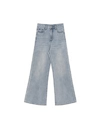 【Ling Cheng Design】Vintage Wash High Waist Jeans Denim Wide Leg Pants