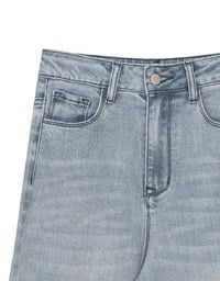 【Ling Cheng Design】Vintage Wash High Waist Jeans Denim Wide Leg Pants
