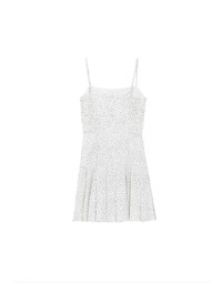 Spaghetti Strap Polka Dot Pleated Cami Mini Dress