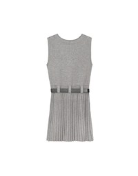 Button Front V Neck Knit Pleated Cami Dress