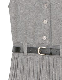 Button Front V Neck Knit Pleated Cami Dress