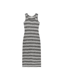Sleeveless Scoop Neck Striped Knit Bodycon Maxi Dress
