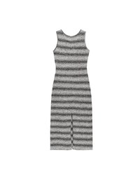Sleeveless Scoop Neck Striped Knit Bodycon Maxi Dress