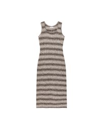 Sleeveless Scoop Neck Striped Knit Bodycon Maxi Dress