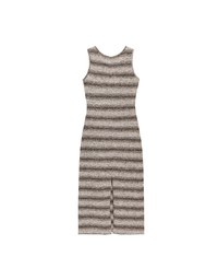 Sleeveless Scoop Neck Striped Knit Bodycon Maxi Dress