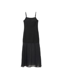 Layered Sheer Panel Spaghetti Strap Padded Maxi Dress