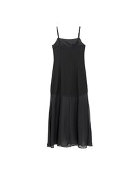 Layered Sheer Panel Spaghetti Strap Padded Maxi Dress