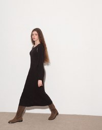 Sleeveless Knit Maxi Dress and Detachable Sleeve Cardigan Set Wear