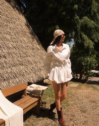 Adjustable Drawstring Waist Balloon Hem Shirt Dress