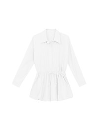 Adjustable Drawstring Waist Balloon Hem Shirt Dress